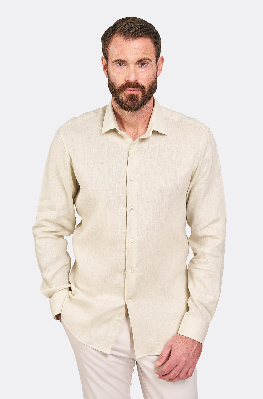 Pánská lněná béžová košile