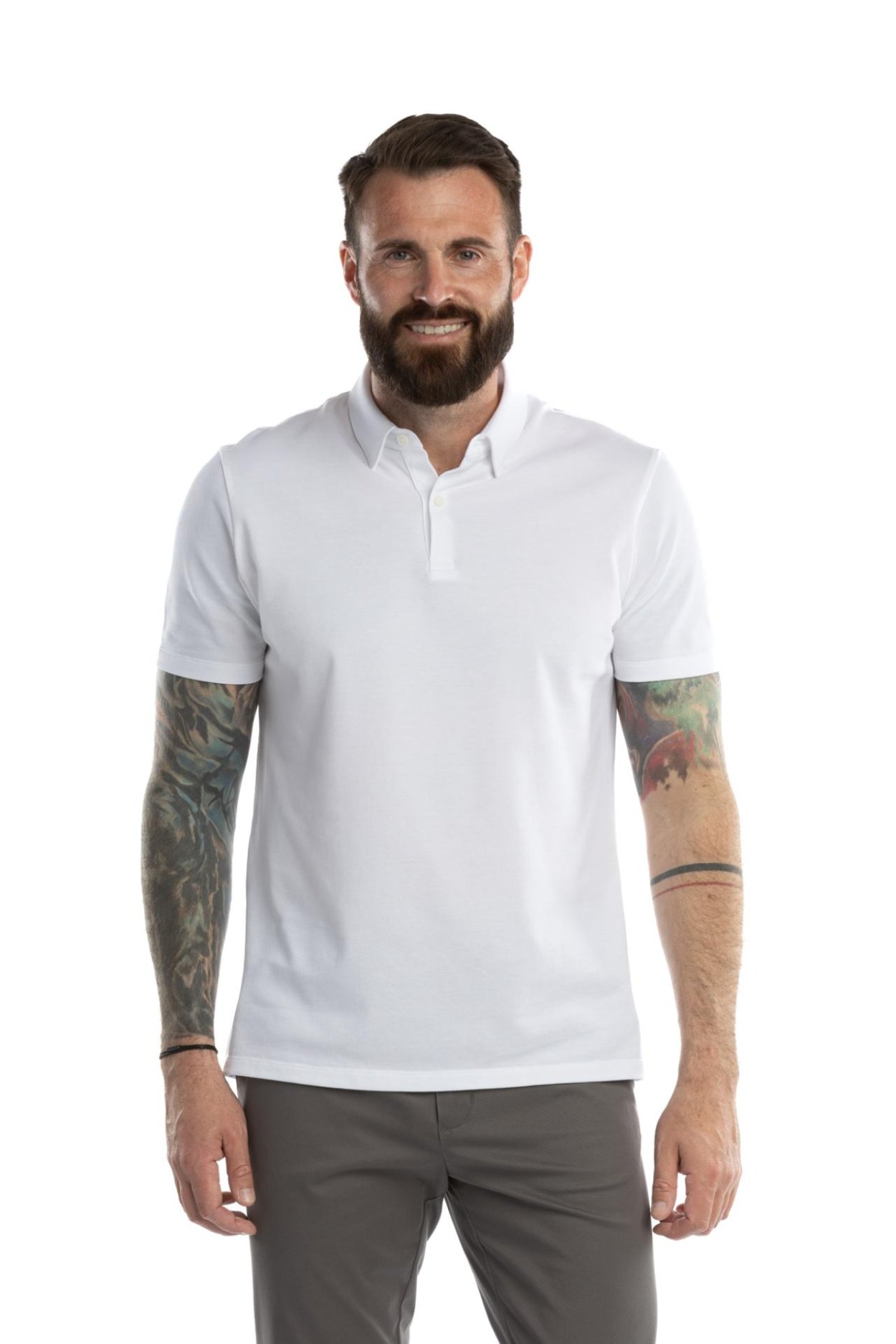 Bílé bavlněné polo tričko Pique