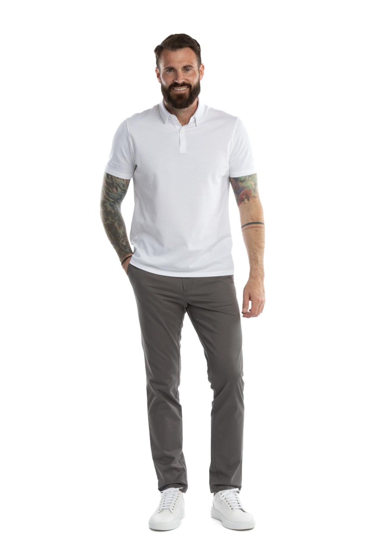 Bílé bavlněné polo tričko Pique