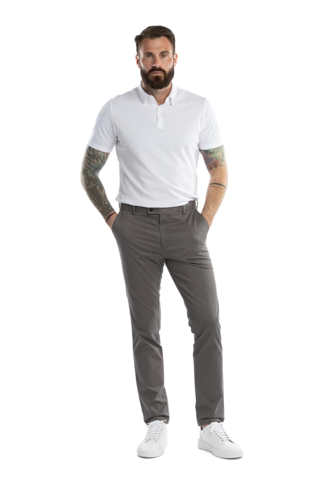 Bílé bavlněné polo tričko Pique