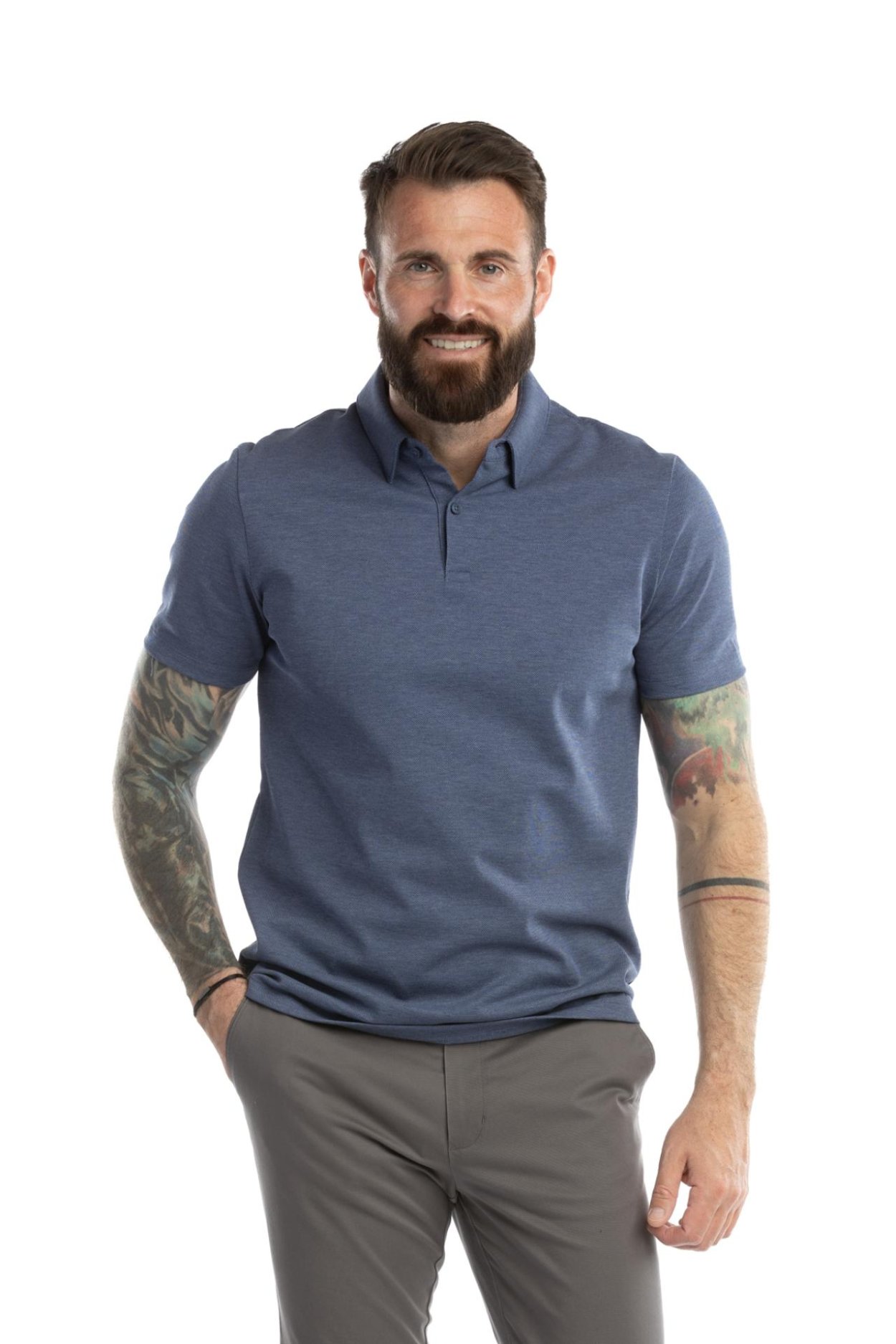 Modré bavlněné polo tričko Pique