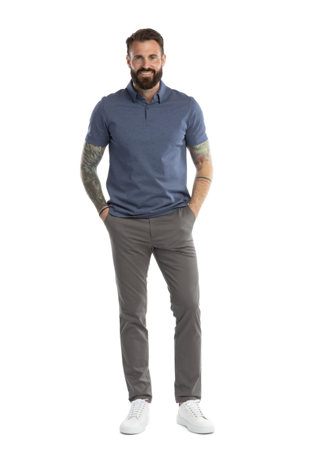 Modré bavlněné polo tričko Pique