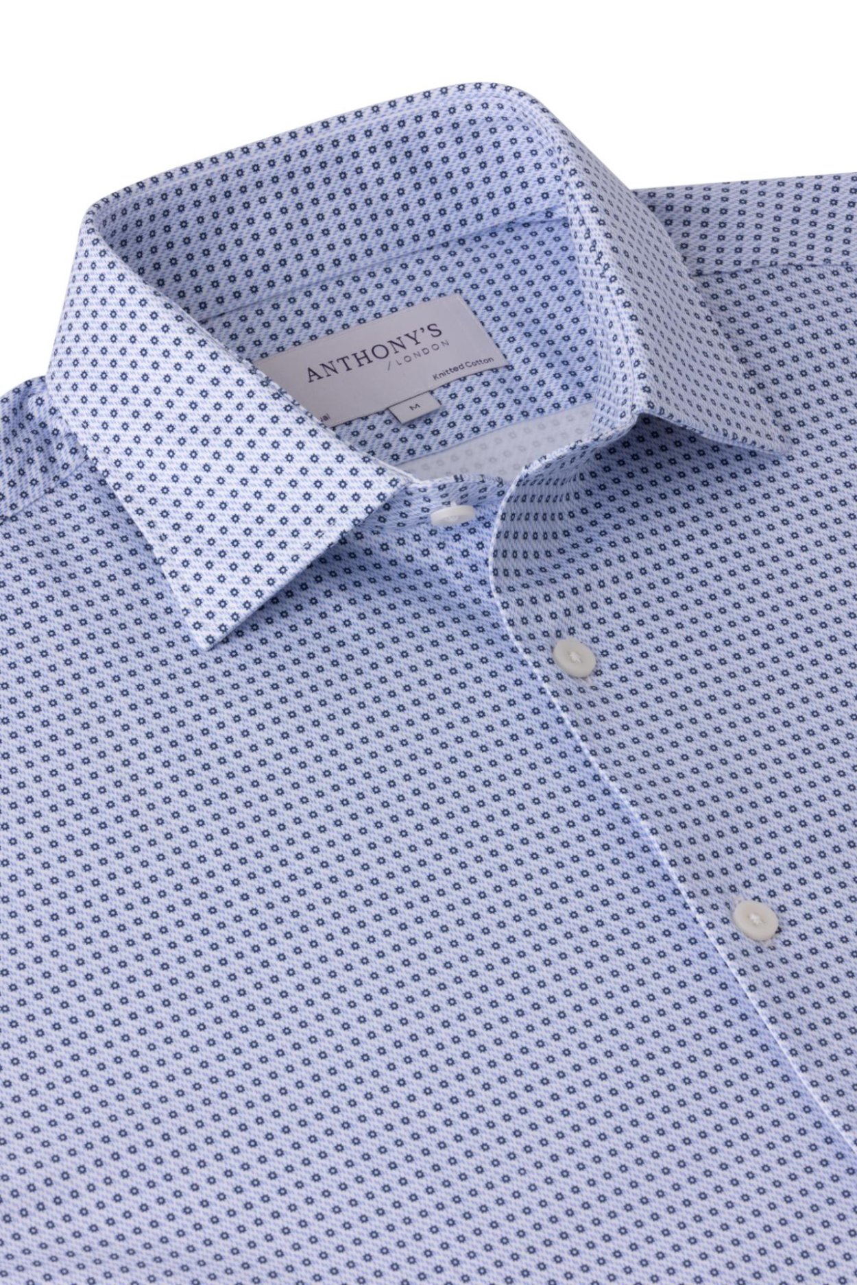 Pánská modrá strečová košile s jemným vzorem