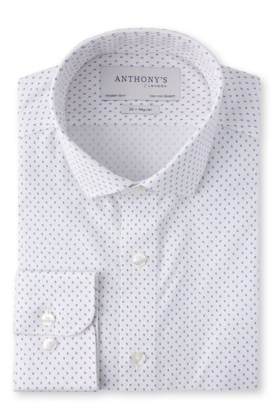 Bílomodrá strečová non-iron košile se vzorem