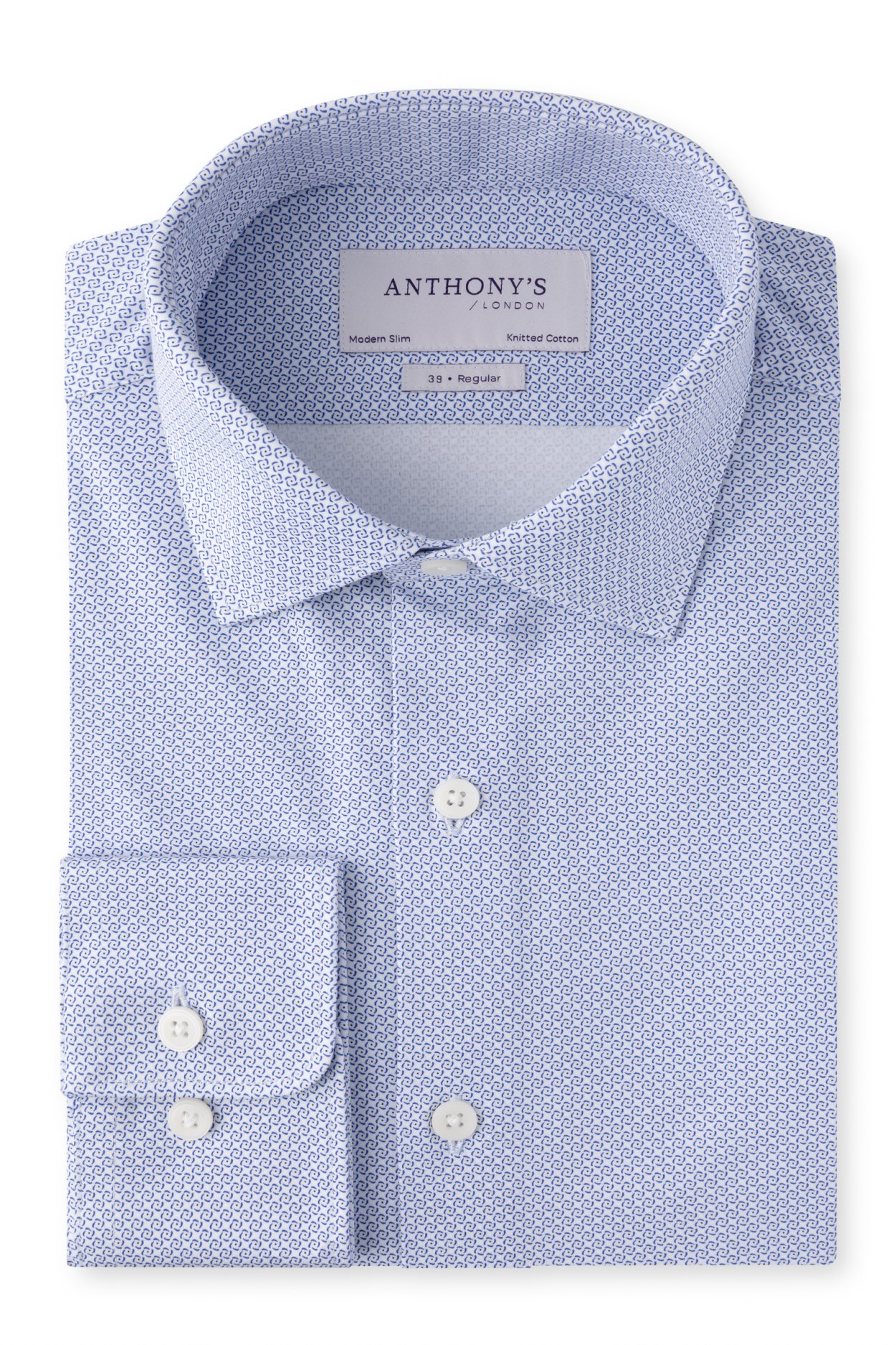 Pánská bílomodrá strečová košile se vzorem