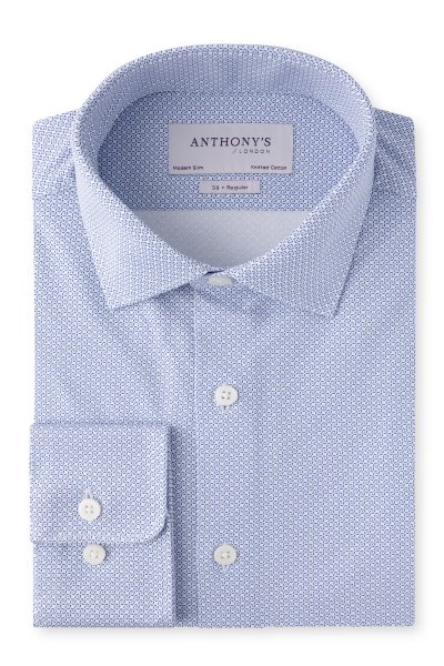 Bílomodrá strečová košile se vzorem