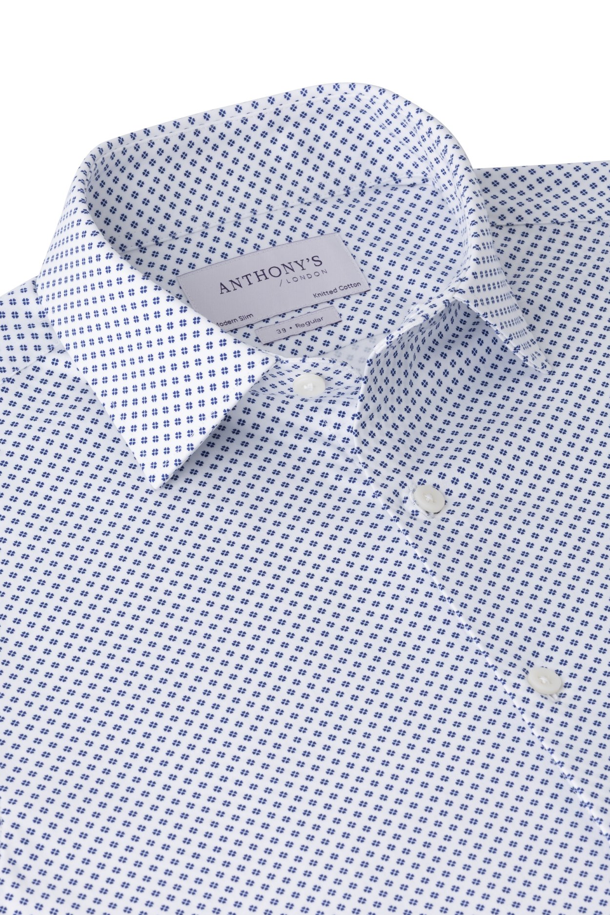 Pánská bílomodrá strečová košile s květinový vzorem