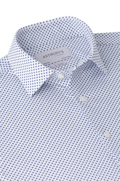 Bílomodrá strečová košile s květinový vzorem