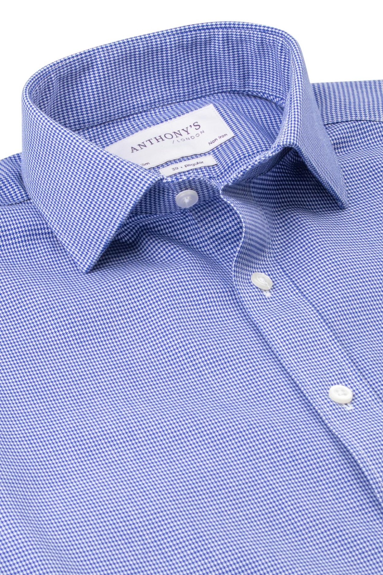 Pánská modrá non-iron košile s jemným vzorem