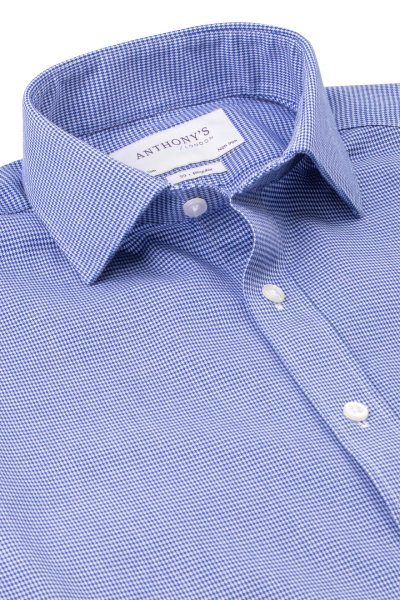 Modrá non-iron košile s jemným vzorem