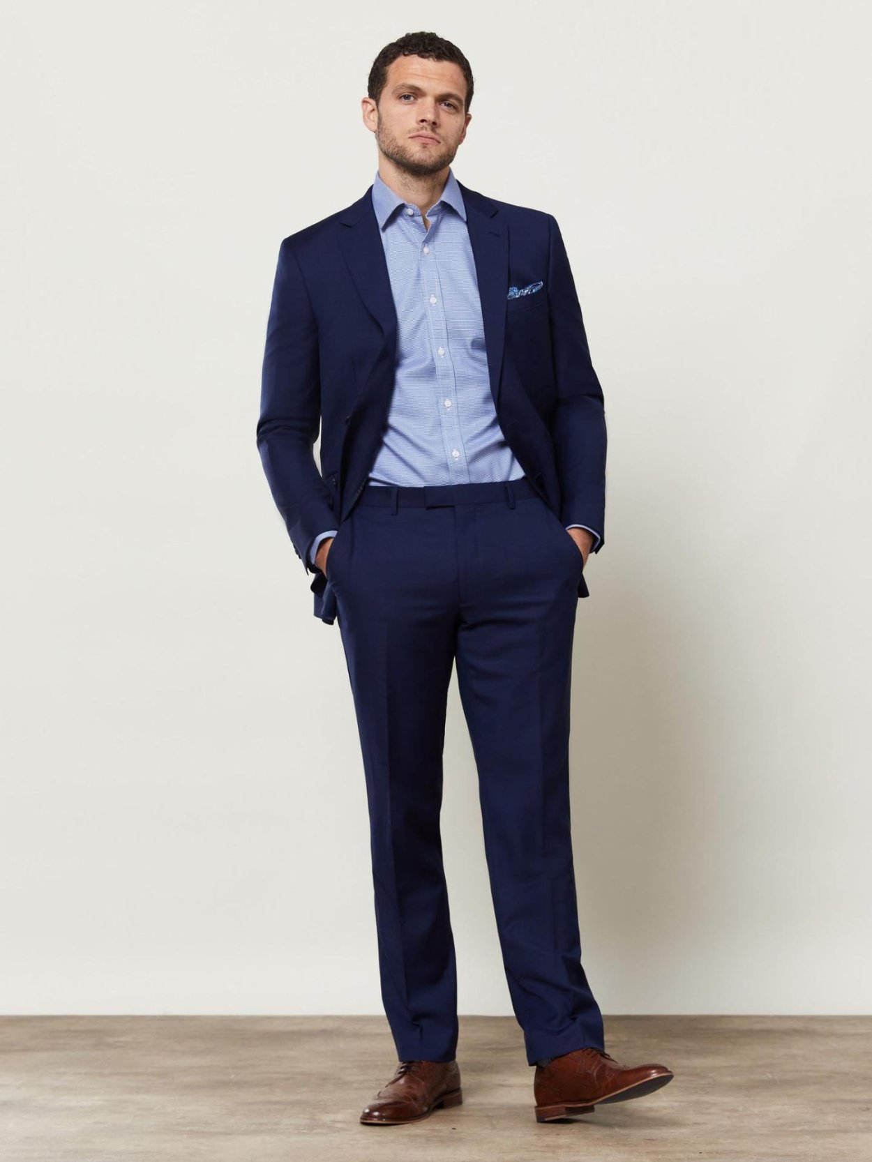 Pánská modrá non-iron košile s jemným vzorem