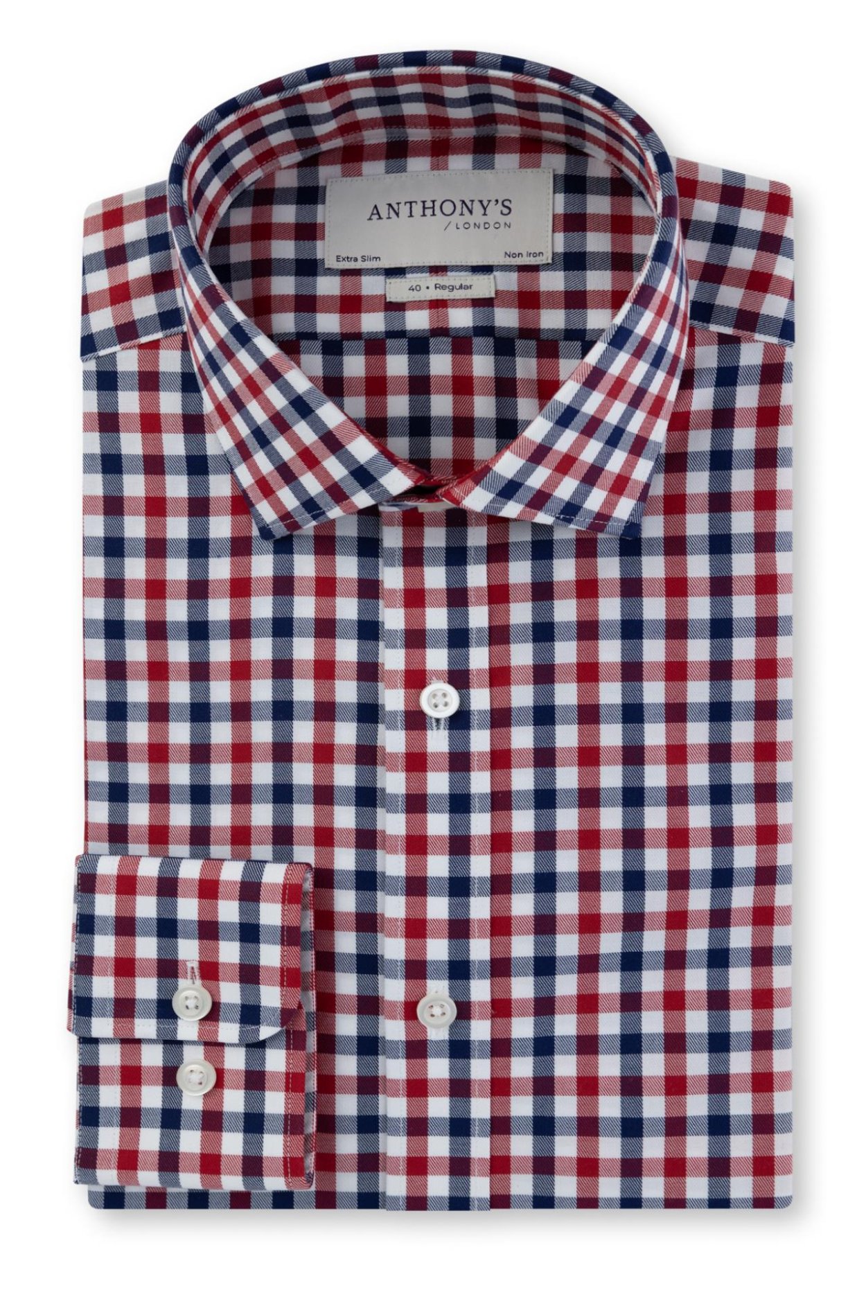 Pánská červenomodrá non-iron kostkovaná košile