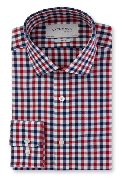 Červenomodrá non-iron kostkovaná košile