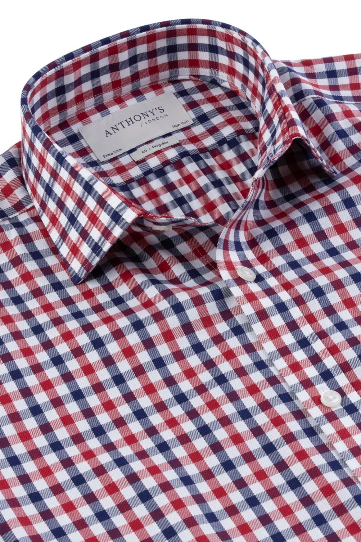 Pánská červenomodrá non-iron kostkovaná košile