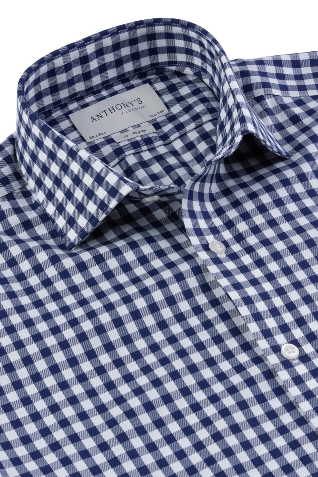 Pánská tmavěmodrá non-iron kostkovaná košile