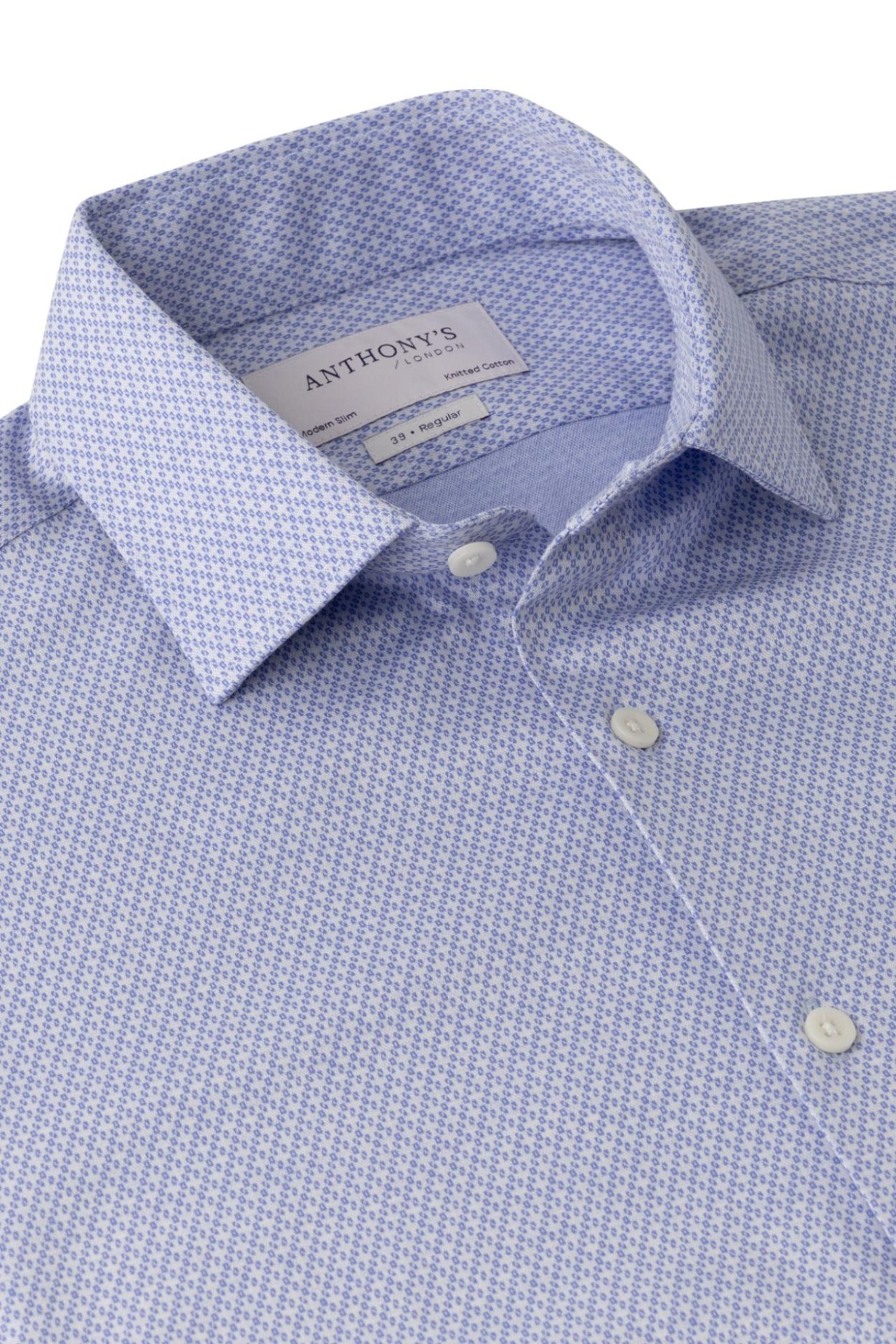 Pánská modrá strečová košile s geometrickým vzorem