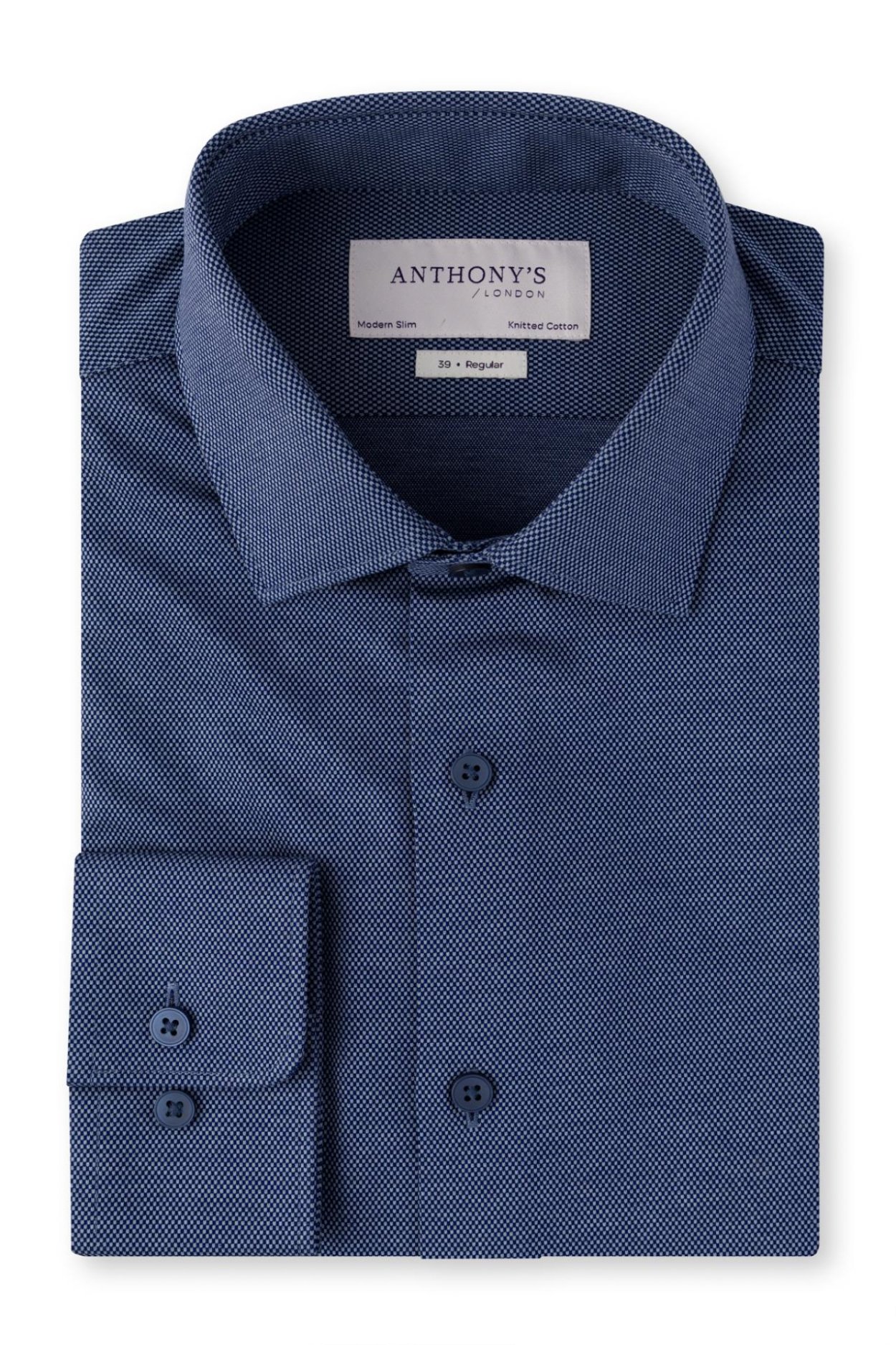 Pánska tmavě modrá strečová košile s jemným vzorem