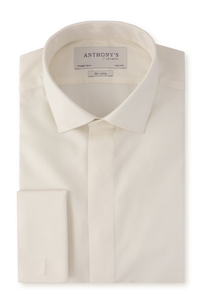 Krémová non-iron košile na manžetové knoflíčky