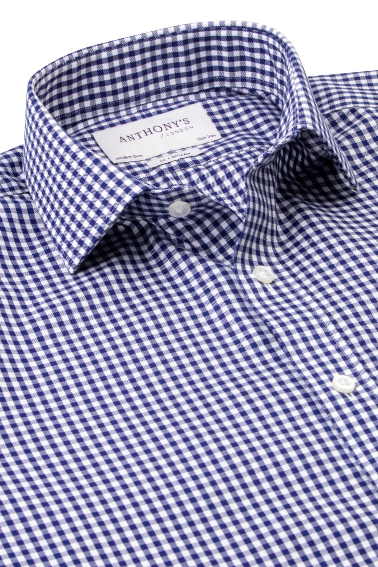 Pánská tmavě modrá non-iron kostkovaná košile
