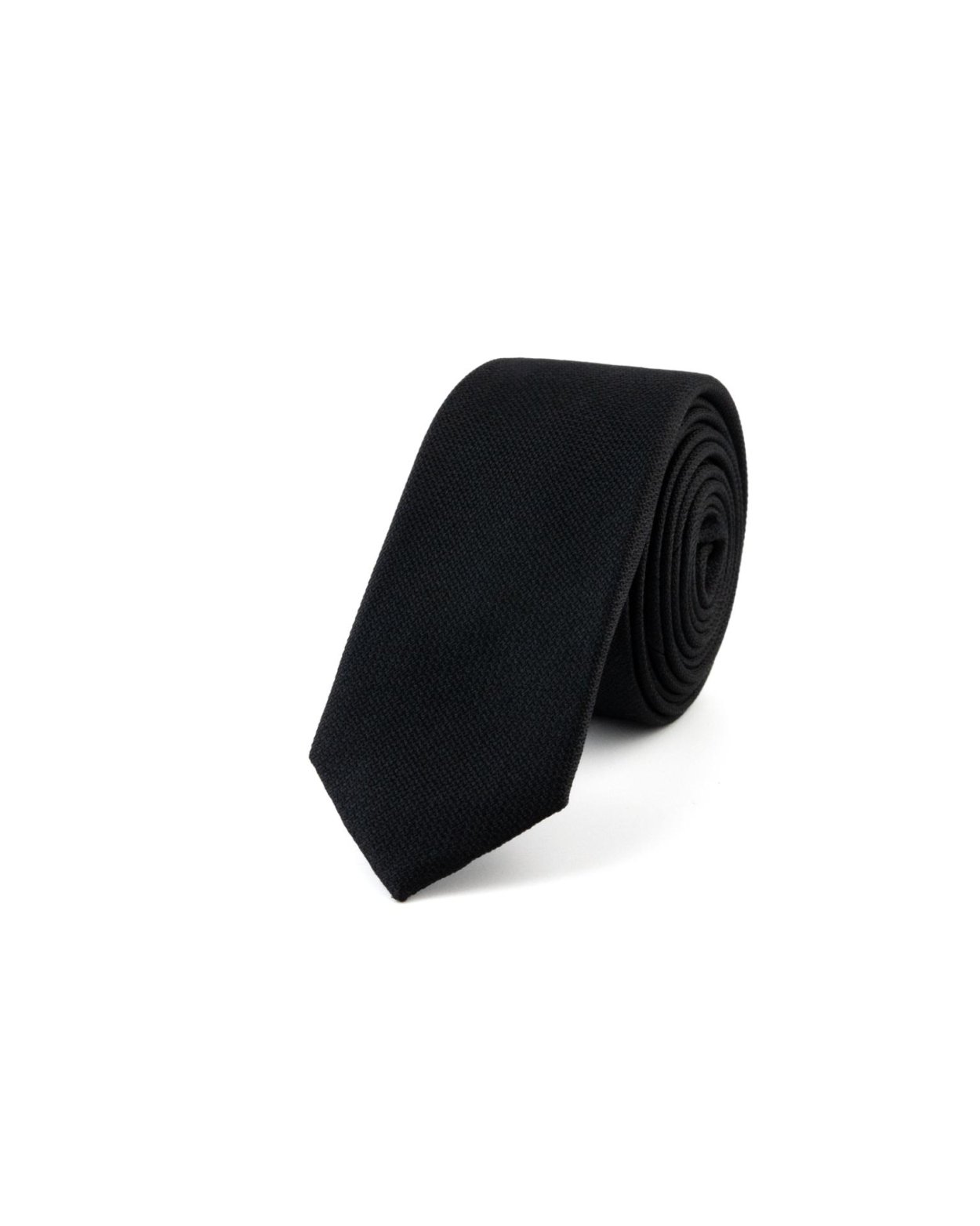 Černá úzká hedvábná kravata
