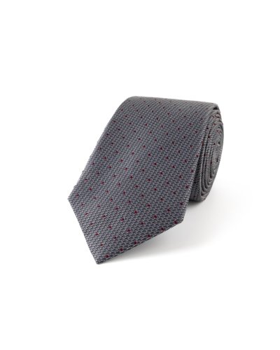 Šedá hedvábná kravata s puntíkem