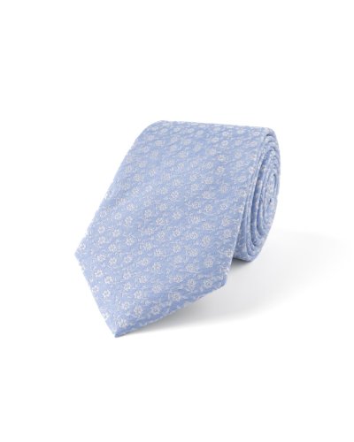 Světle modrá hedvábná kravata s květinovým vzorem