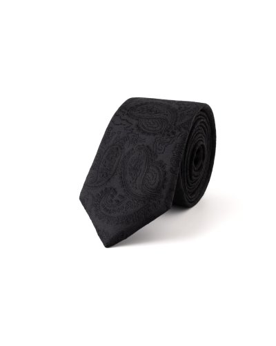 Černá hedvábná kravata s jemným vzorem