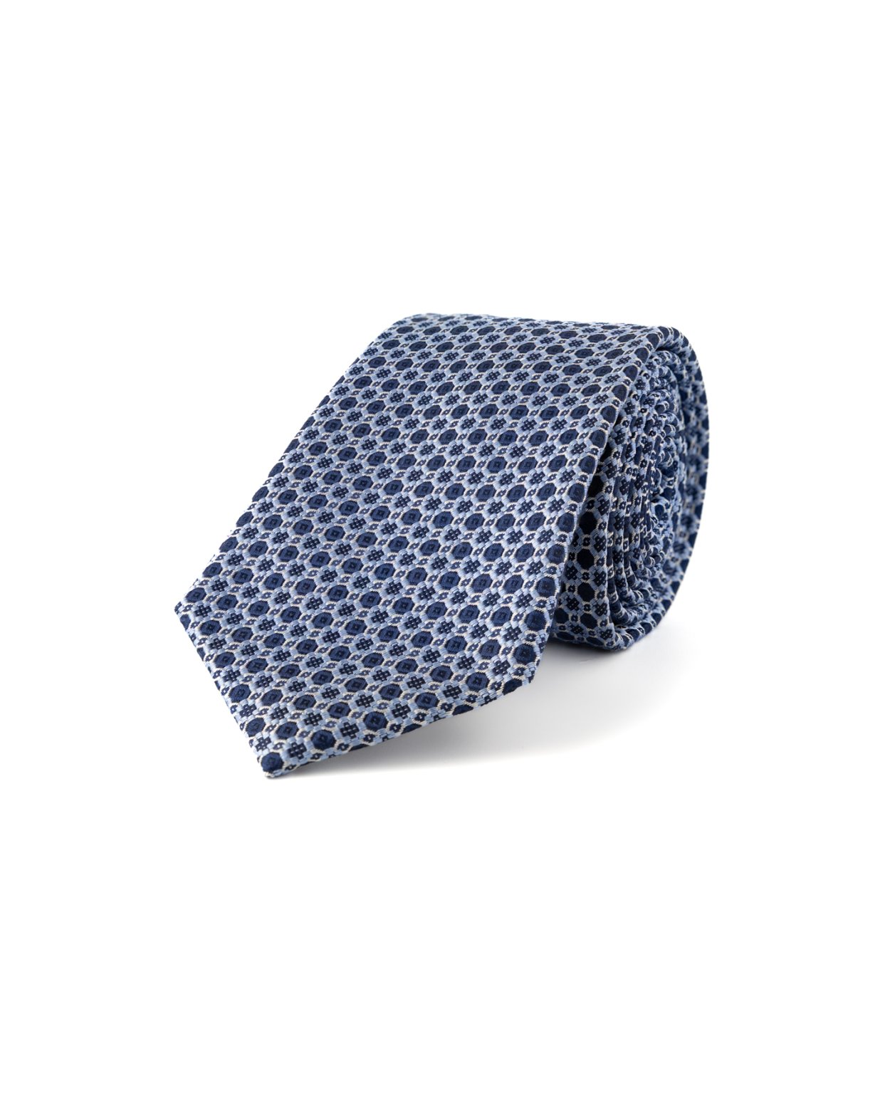 Modrá hedvábná kravata se vzorem