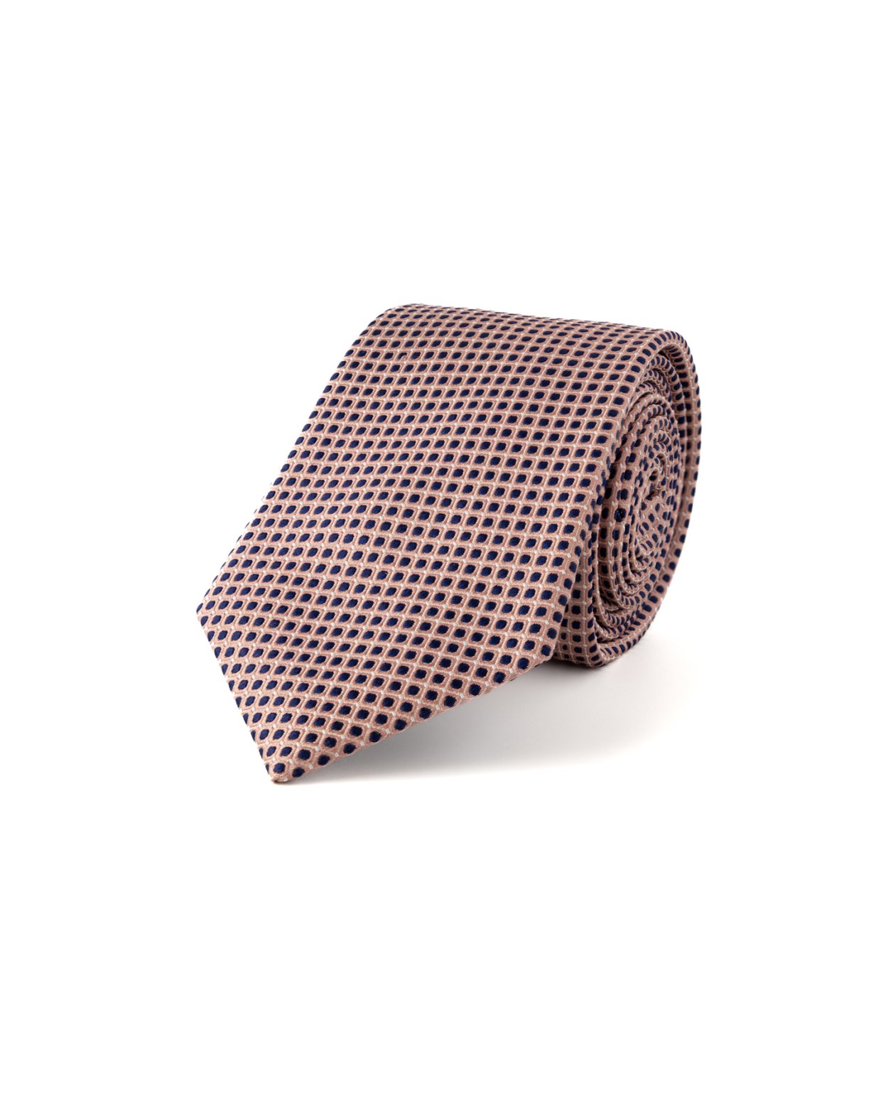 Růžová hedvábná kravata s puntíkem