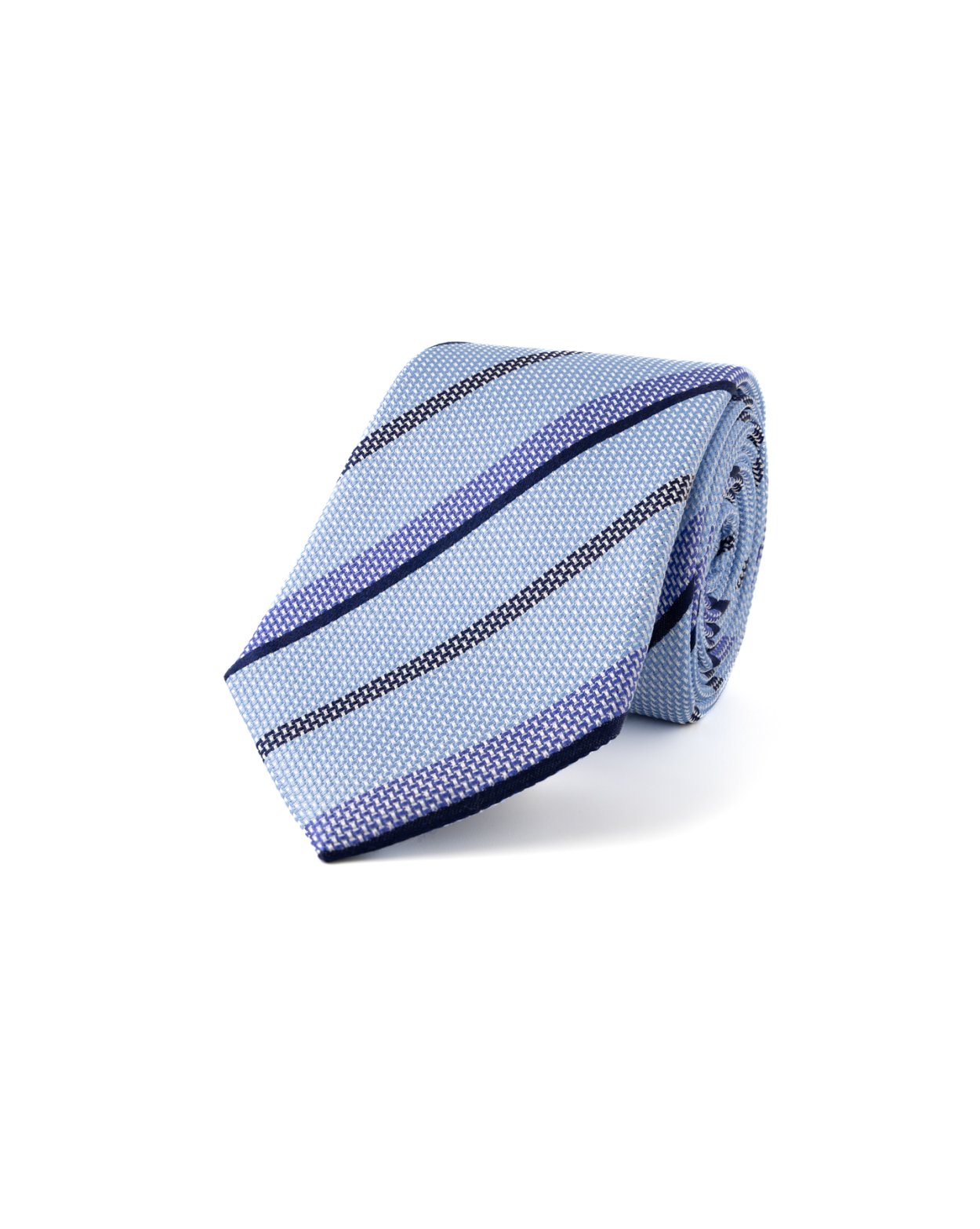 Modrá hedvábná kravata s proužkem