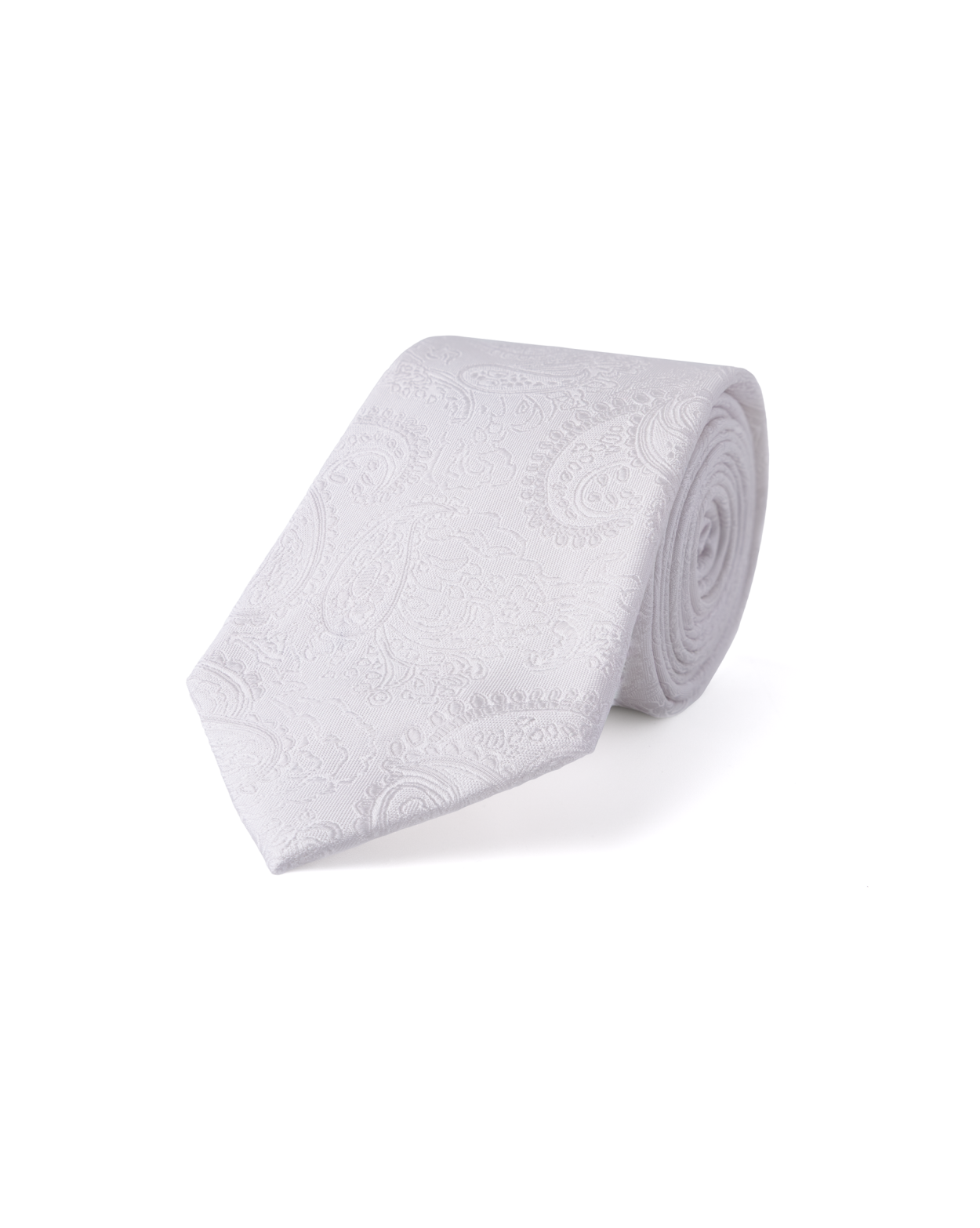 Kravata WOVEN SILK PAISLEY OCCASION TIE WHITE