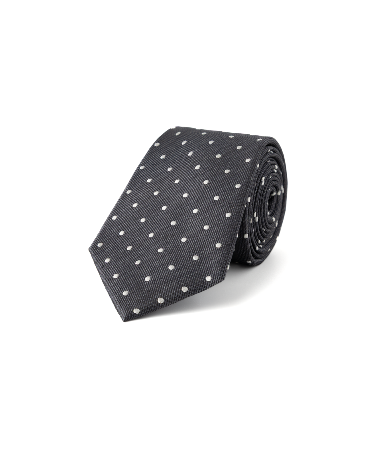 Šedá hedvábná kravata s puntíkem