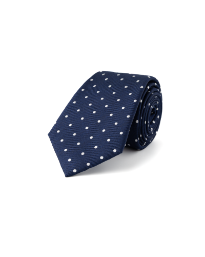 Modrá hedvábná kravata s puntíkem