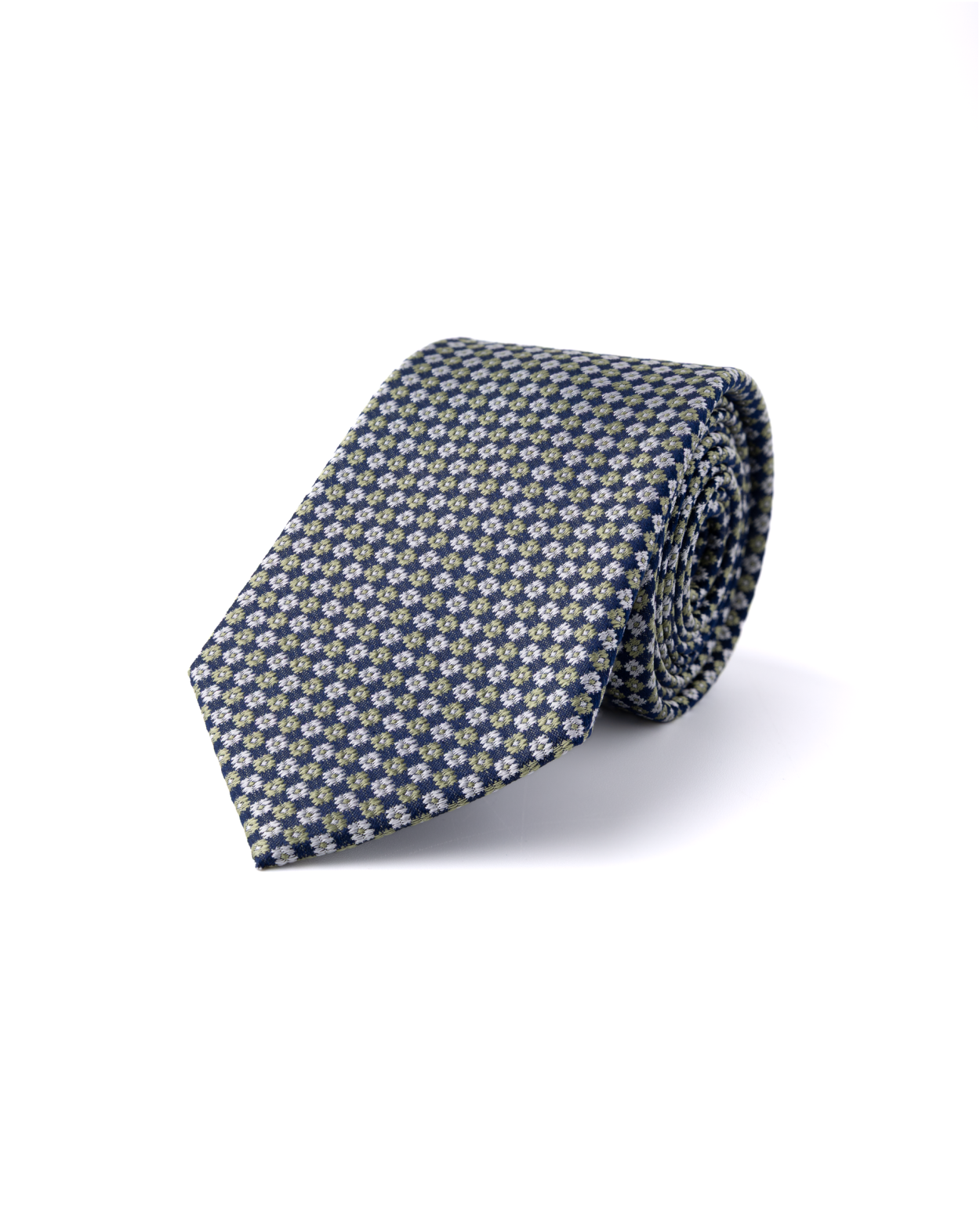 Zelená hedvábná kravata s květinovým vzorem