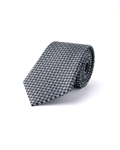 Zelená hedvábná kravata s květinovým vzorem