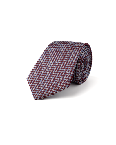 Fialová hedvábná kravata s květinovým vzorem