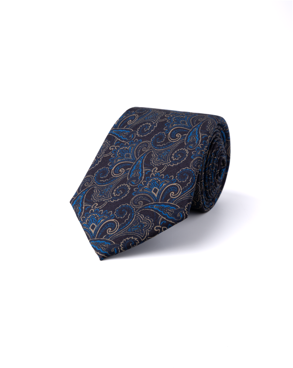 Tmavě modrá hedvábná kravata se vzorem