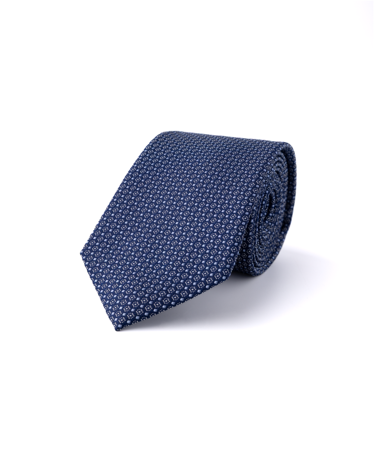 Modrá hedvábná kravata s květinovým vzorem