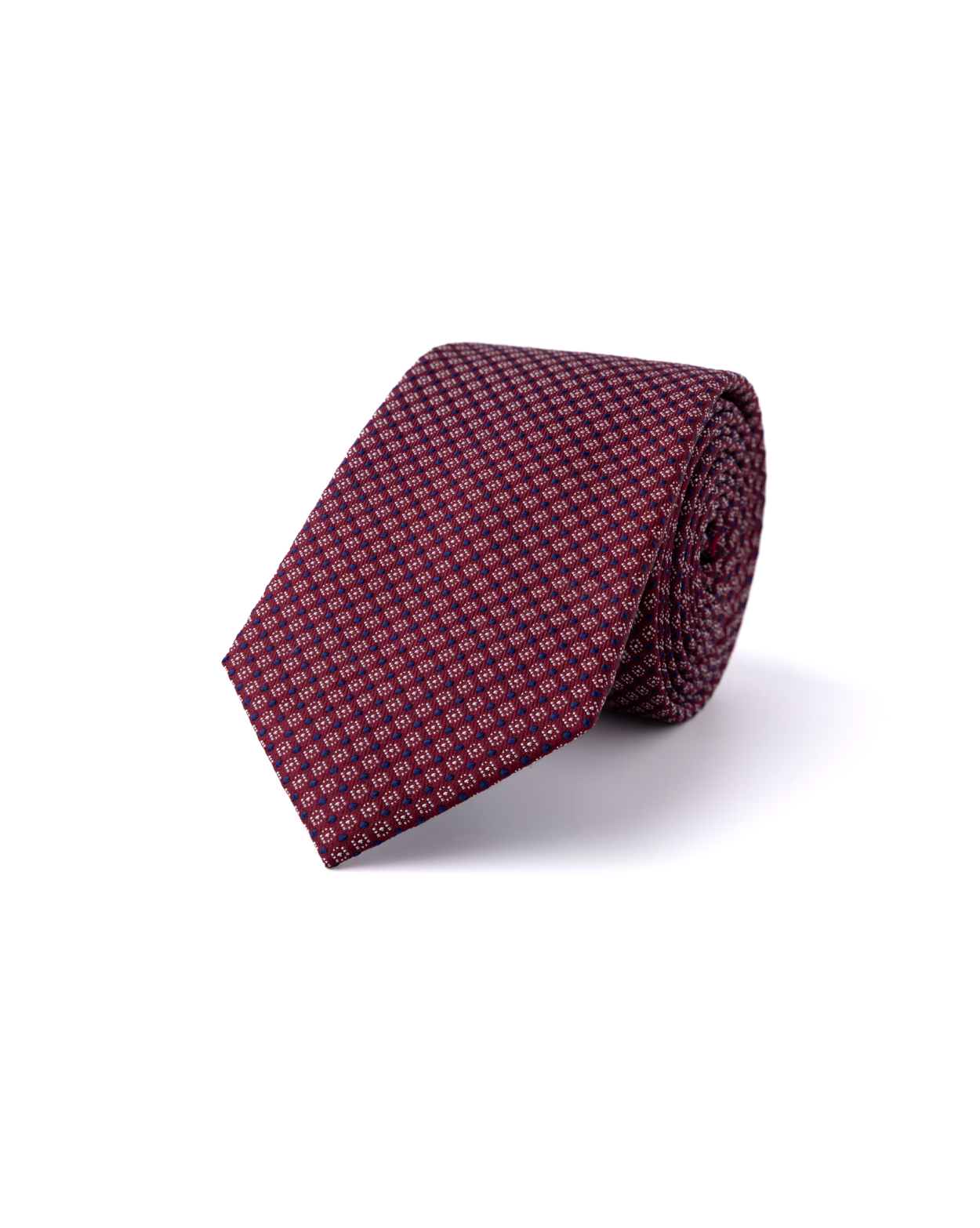 Červenomodrá hedvábná kravata s květinovým vzorem