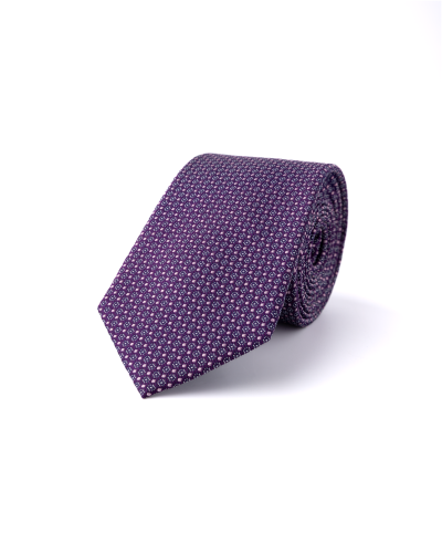 Fialová hedvábná kravata s květinovým vzorem