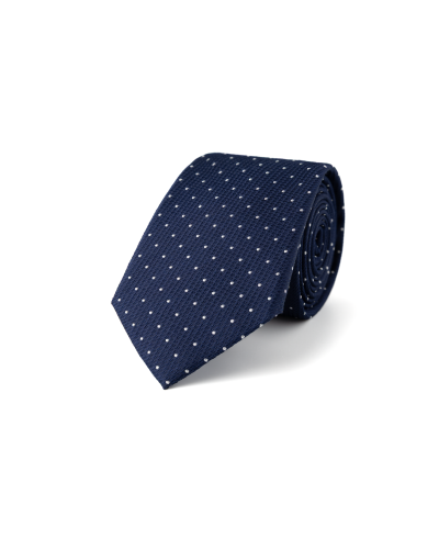Modrá hedvábná kravata s puntíkem