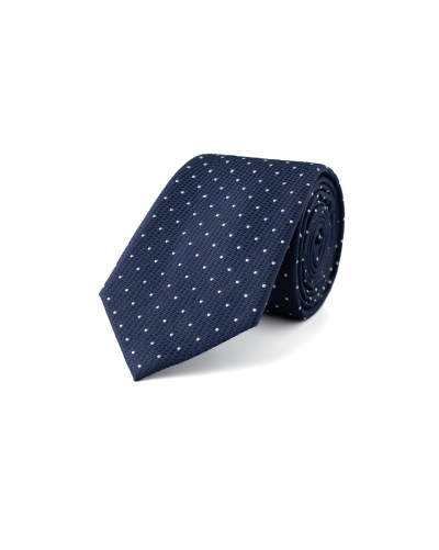 Modrá hedvábná kravata s puntíkem