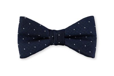 Tmavě modrý hedvábný motýlek s puntíkem