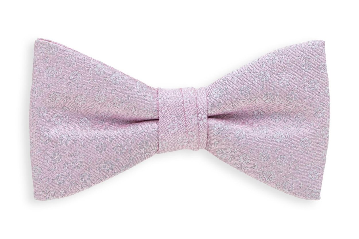 Světle růžový hedvábný motýlek s květinovým vzorem