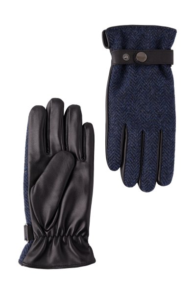 Tmavě modré kožené rukavice s jemným vzorem