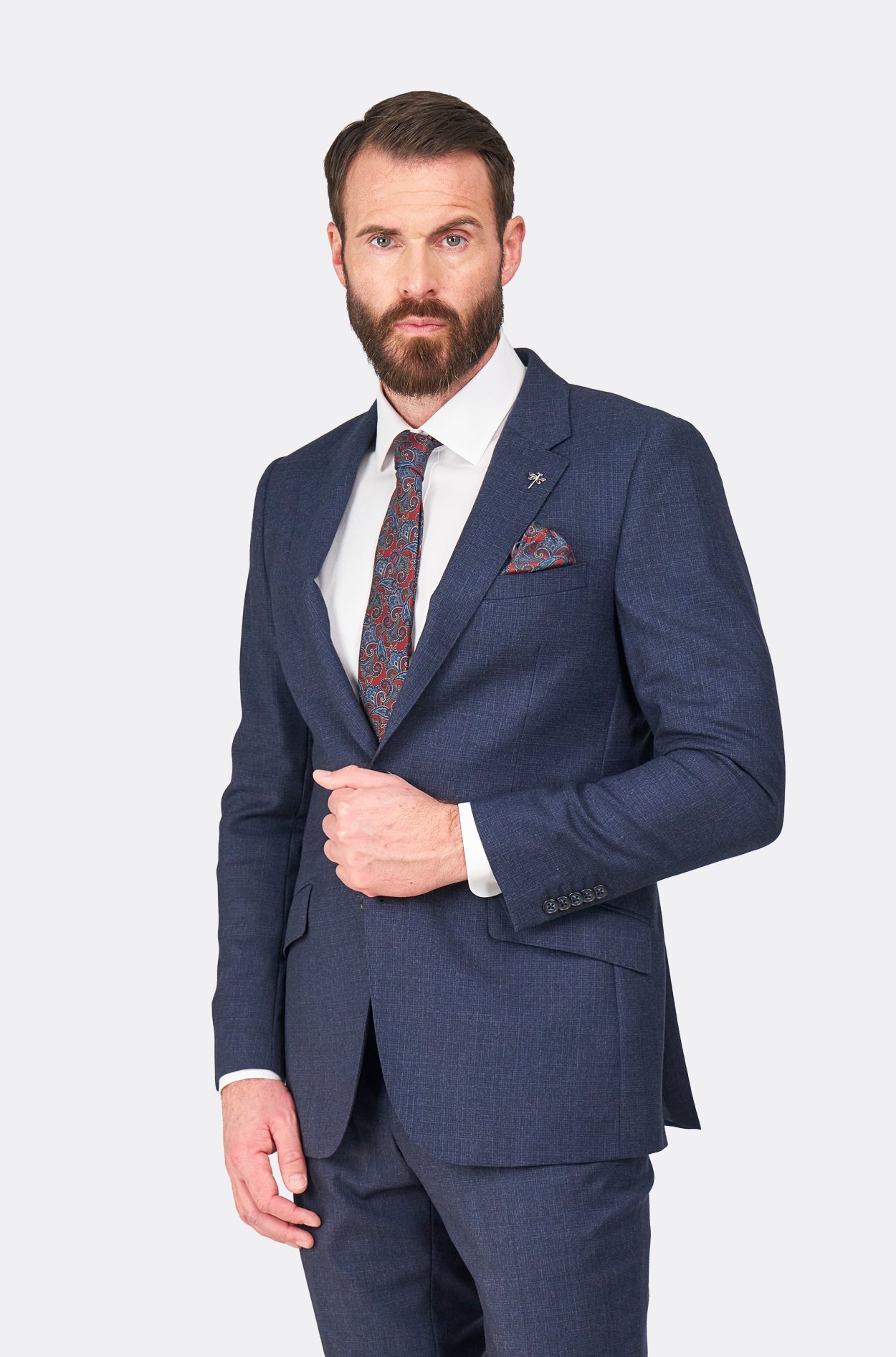 Tmavě modrý vlněný oblek Ettington