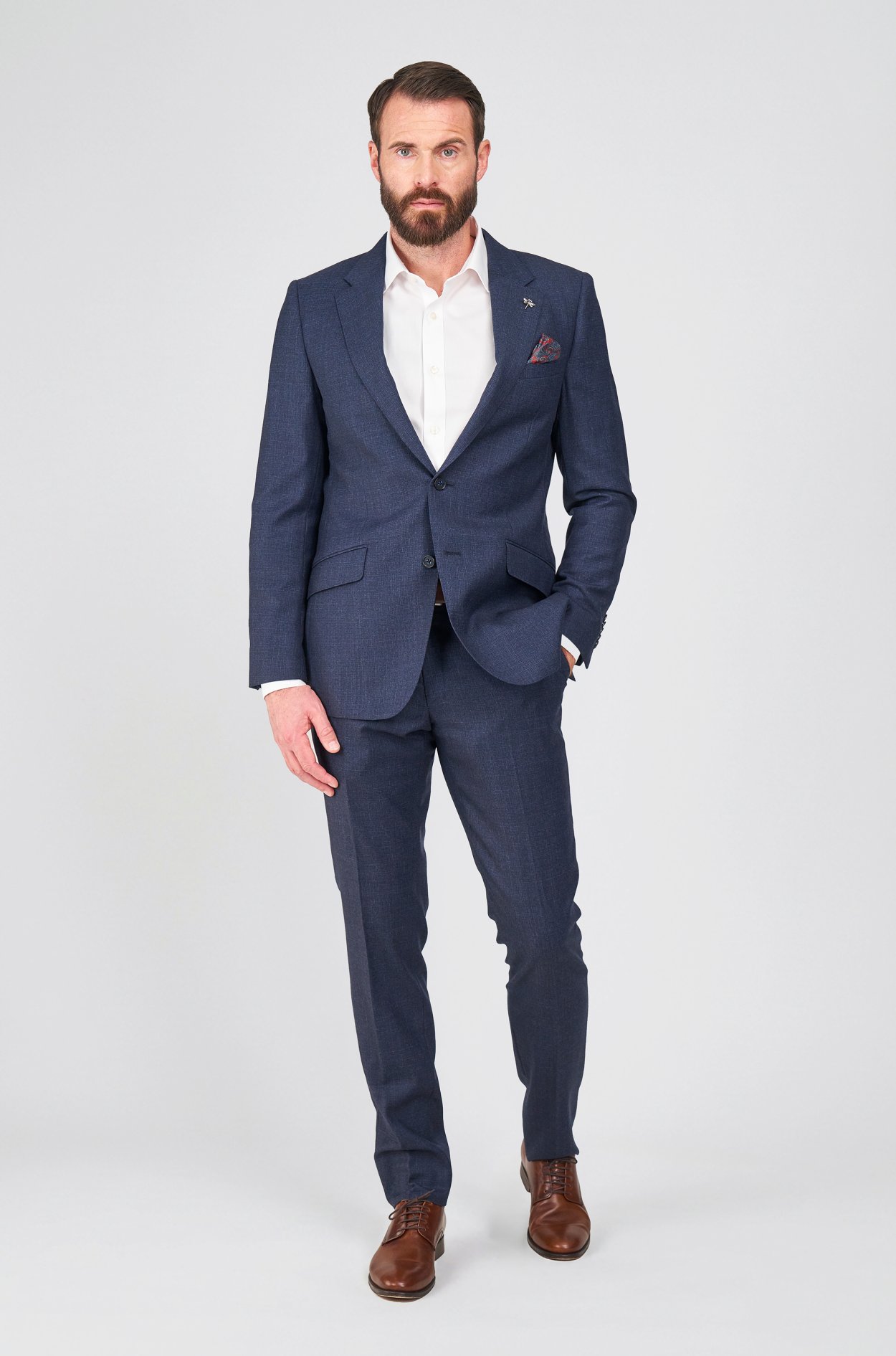 Tmavě modrý vlněný oblek Ettington