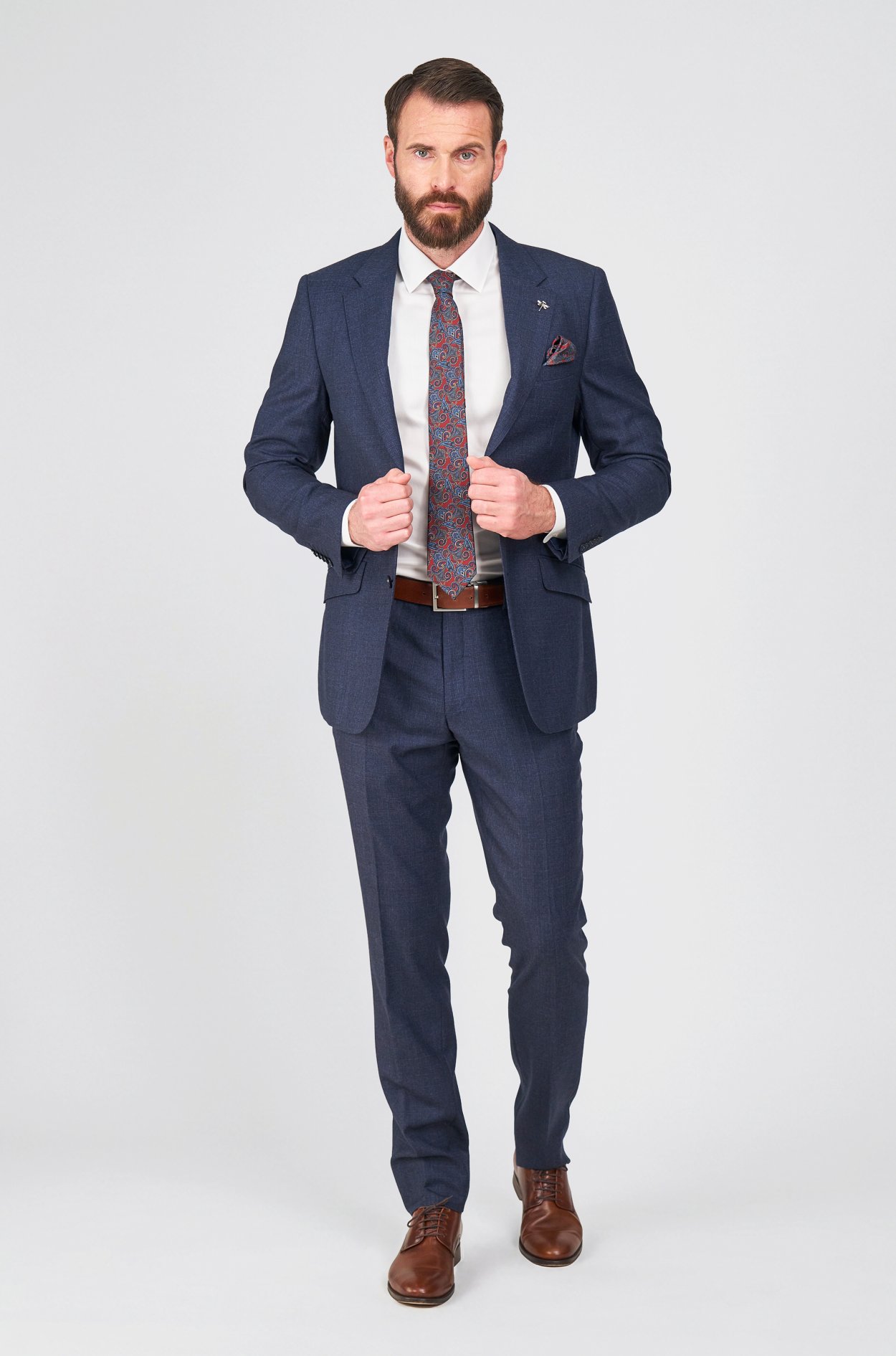 Tmavě modrý vlněný oblek Ettington