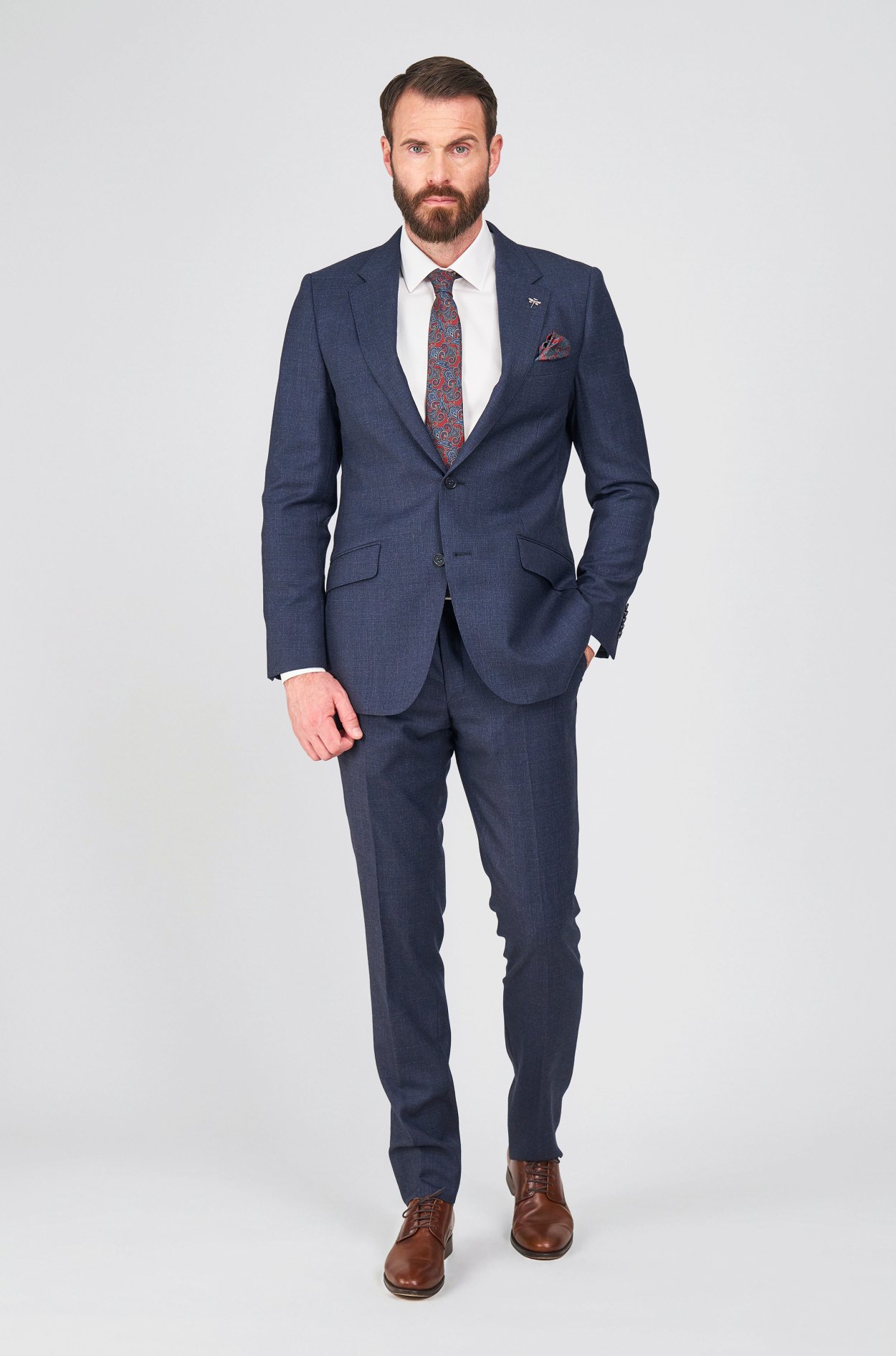 Tmavě modrý vlněný oblek Ettington