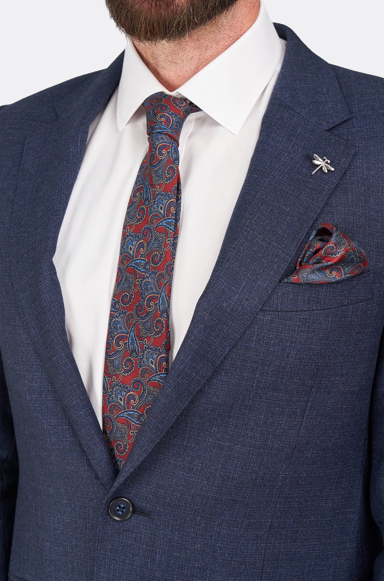 Tmavě modrý vlněný oblek Ettington